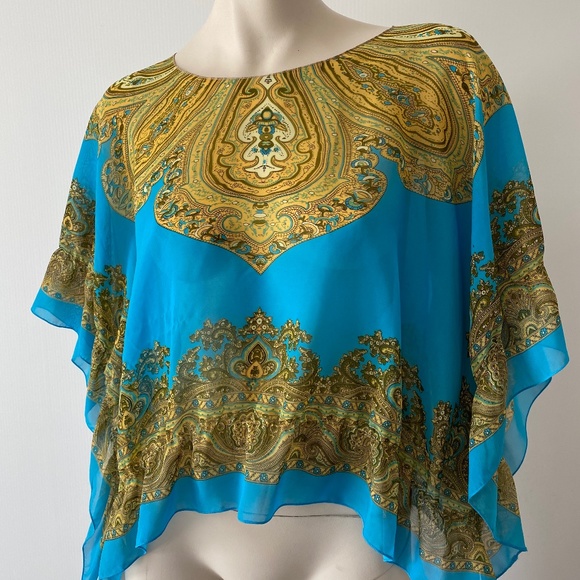 Turquoise Silk Pancho - Picture 1 of 1